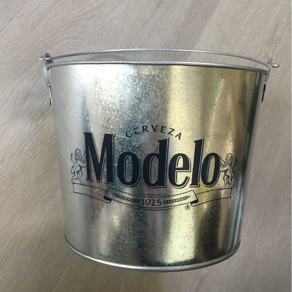 Modelo Beer Ice Bucket with Bottle Opener Galvanized Metal Beverage Cooler